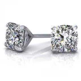 0.25-2.00 CT Cushion Cut Diamonds - Stud Earrings