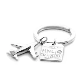 1 Luggage Tag Charm Key Ring Bundle with Large Plane