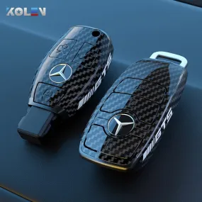 ABS Carbon Fiber Style Car Key Case Cover Shell Fob For Mercedes Benz A B C E S Class W204 W205 W212 W213 W176 GLC CLA AMG W177