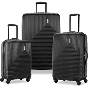 American Tourister Groove Expandable Spinner Suitcase Set 20", 24", 28" - Black