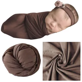 Babymoon Jersey Stretchble Baby Photography Shoot Wrap Cloth- Chocolate Brown