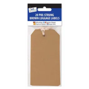 Brown Luggage Labels - 20 Pack Travel Suitcase Tags String