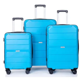 Hardshell Suitcase Spinner Wheels PP Luggage Sets Lightweight Suitcase With TSA Lock,3-Piece Set (20/24/28) ,Light Blue