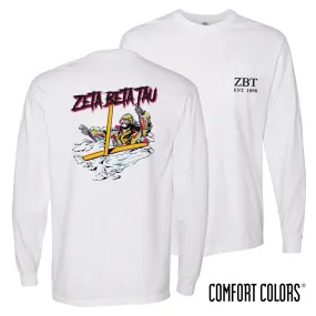 ZBT Comfort Colors White Long Sleeve Ski-leton Tee